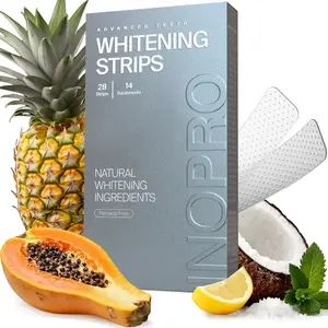 InoPro Natural Teeth Whitening Strips Kit 14 Treatments for Sensitive Teeth, Peroxide Free Enamel Safe Gentle White Strips w/ Coconut Oil (28 Strips)