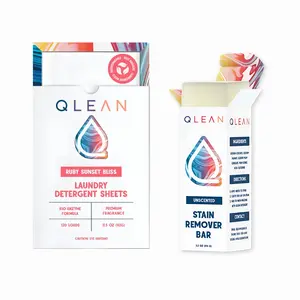 Qlean Power Clean Laundry Bundle | Unscented Natural Detergent Sheets & Stain Remover Bar | Plant-Based, Vegan, Eco-Friendly Laundry Care | Deep Cleaning & Freshness for Clothes & Beddings | 120 Load Count Household Pack
