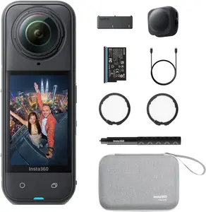 Insta360 X5 Essentials Bundle - Waterproof 8K 360° Action Camera, Leading Low Light, Invisible Selfie Stick Effect, Rugged and Replaceable Lens, 3-Hour Battery, Built-in Wind Guard, Stabilization