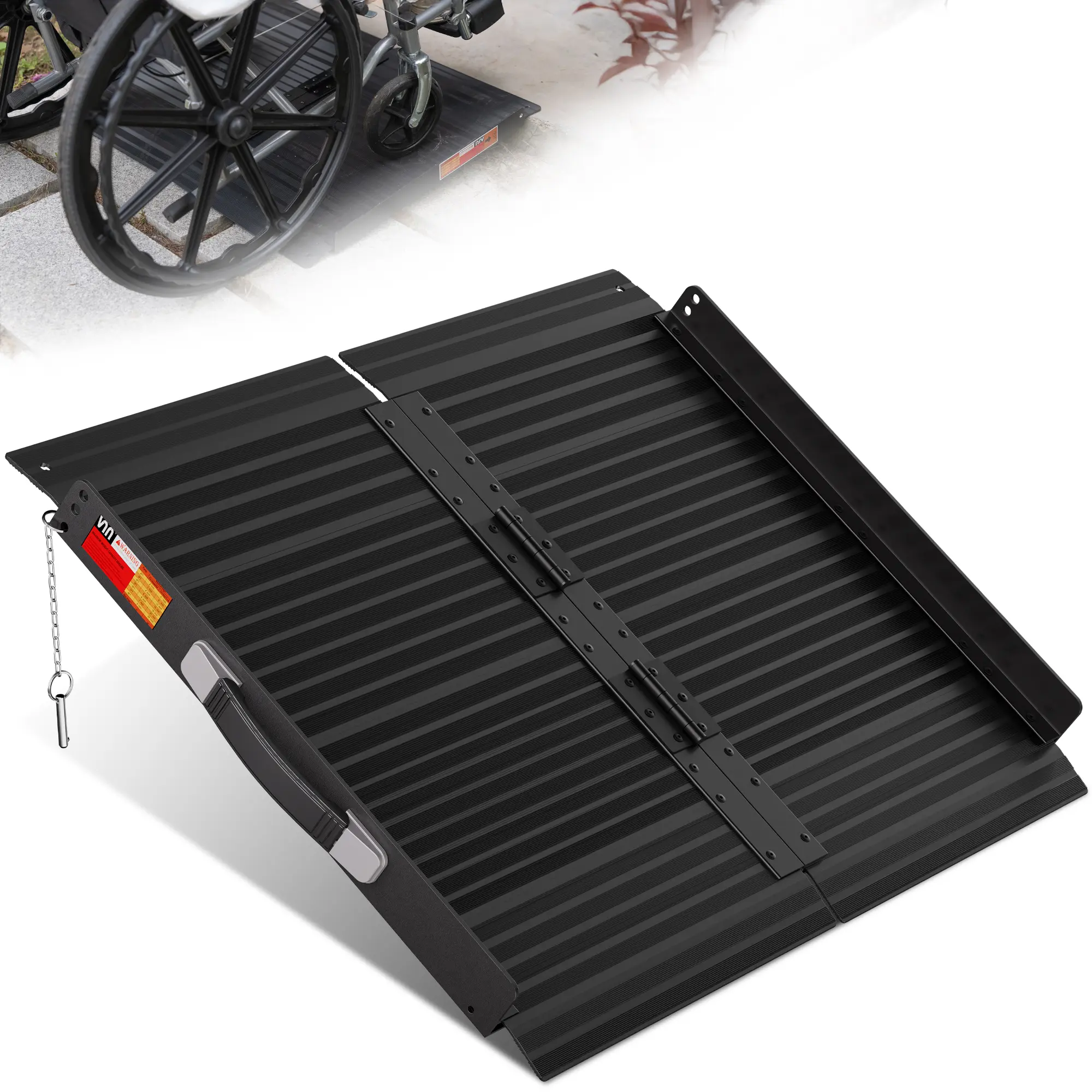 Portable Wheelchair Ramp 2FT, Black Seamless Non-Slip Aluminum Ramps for Wheelchairs for Home, Handicap Wheelchair Ramps for Home Steps, Aluminum Loading Dock Plates