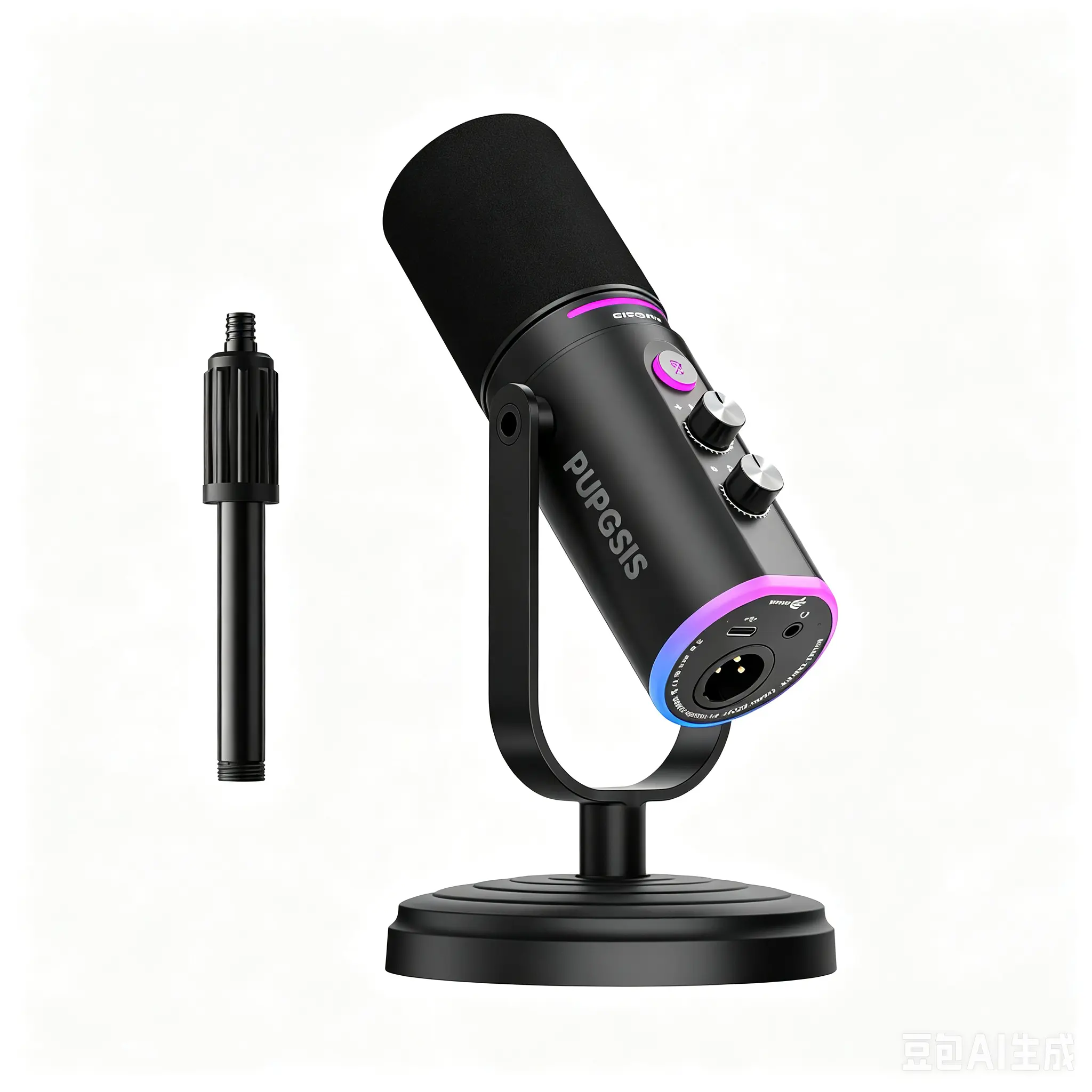 PUPGSIS USB & XLR Dynamic Studio Microphone, Noise Reduction Podcast Mic with Mute Button, Monitoring Jack and Windscreen for Streaming Recording