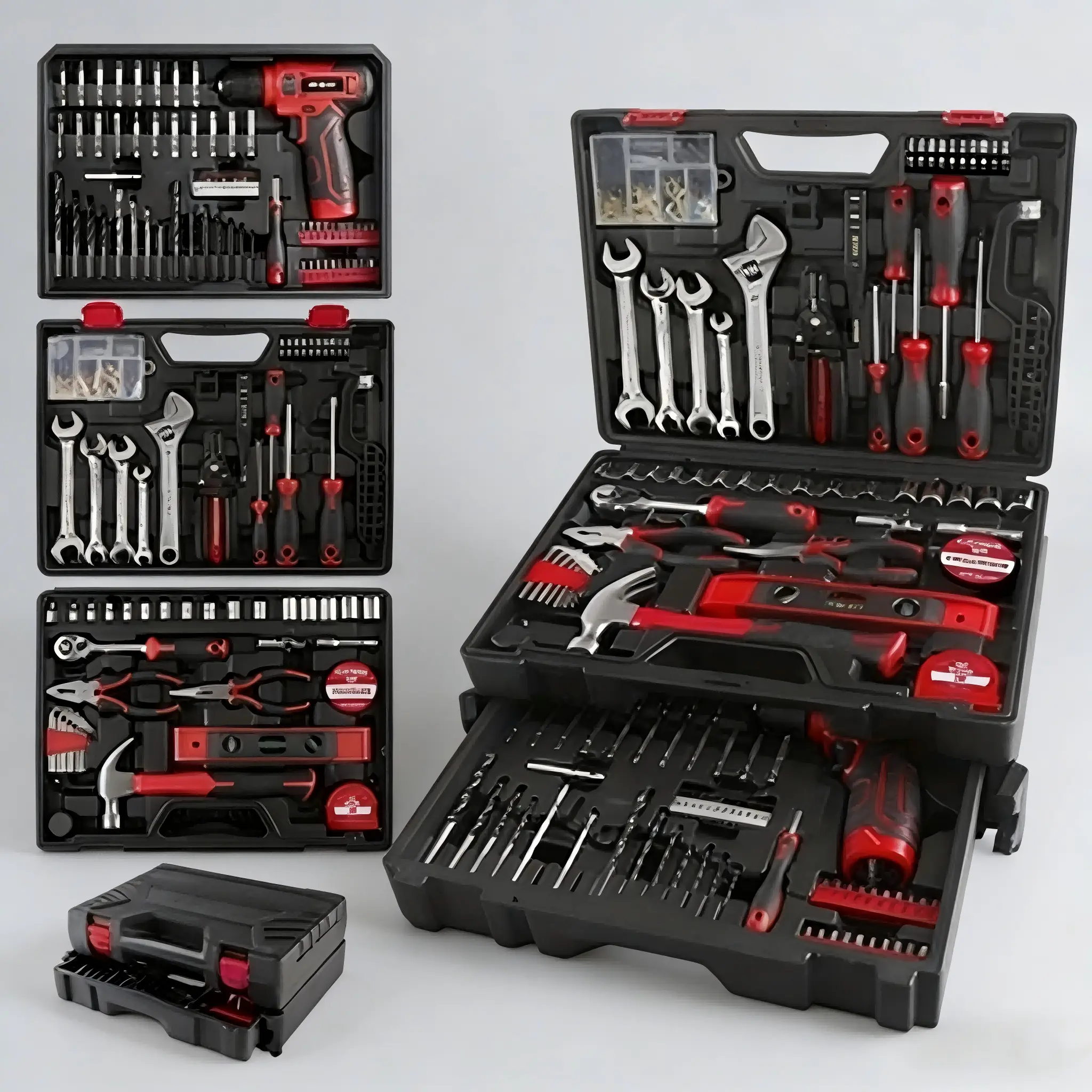 355-Pcs Hand Drill Set Toolset, 12V Cordless Power Drill Driver Power Tool Combo Kit, Sturdy Plastic Toolbox with Extra Drawer, 1.5Ah Battery, 5-6h for DIY, Ideal for Homeowners