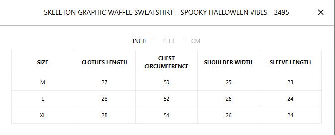 Skeleton Graphic Waffle Sweatshirt – Spooky Halloween Vibes - 2495 SpringStatements