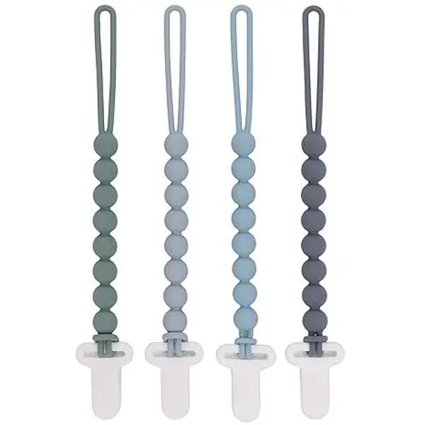 4‑Pack Silicone Pacifier Clips for Babies BPA‑Free Teething Beads, Unisex Baby Pacifier Holder Straps for Newborns, Boys & Girls – Flexible, Rust‑Proof & Safe Baby Essentials