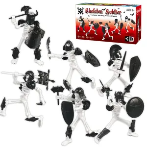 6pcs Skull Knight Realistic Multi Jointed Dolls, DIY Assembly Action Figures, Articulated Figures, Full Body Multi-Jointed Model, Office Desktop Creative Decoration Toy Set