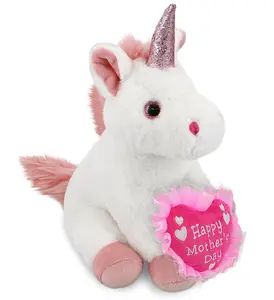 DOLLIBU 9" White Unicorn Stuffed Toy - Super-Soft Polyester Plush, Embroidered Heart Detail, Mother's Day Gift for Kids, Mothers Day Gift