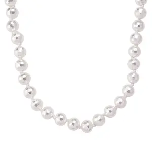 Shop LC Faceted White Shell Pearl Beaded Necklace 18-20 Inches in Stainless Steel