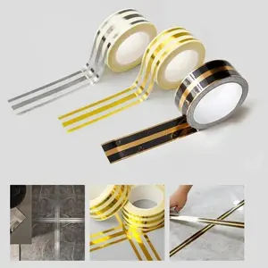 1 Roll 5M Self Adhesive Gold Tile Gap Sticker Waterproof Caulk Strip Tape for Floor Wall Ceiling Seam Sealing and Decoration