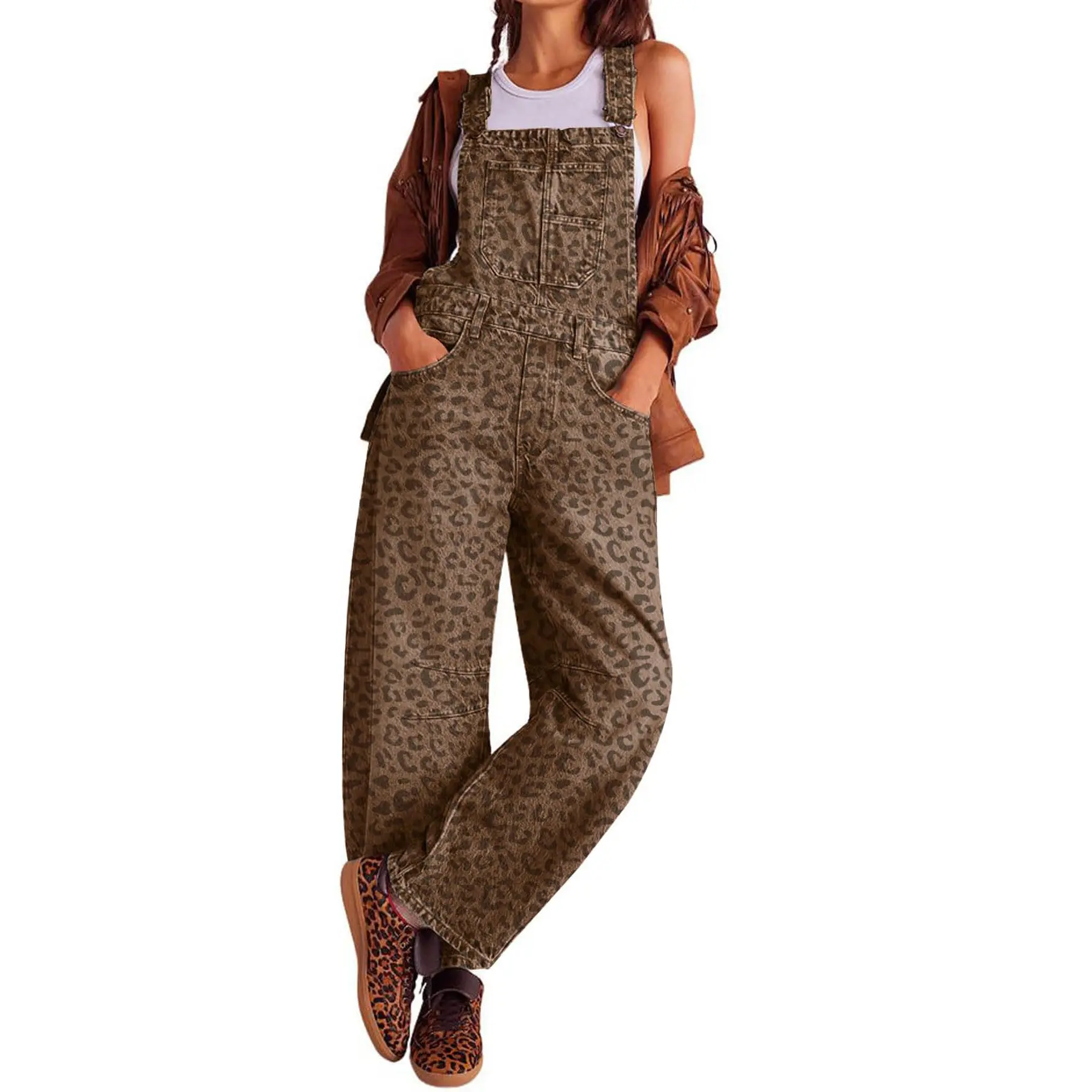Chouyatou women's wide-leg denim overalls Y2k loose straight overalls jumpsuit Chouyatou women's wide-leg denim overalls Y2k loose straight overalls jumpsuit