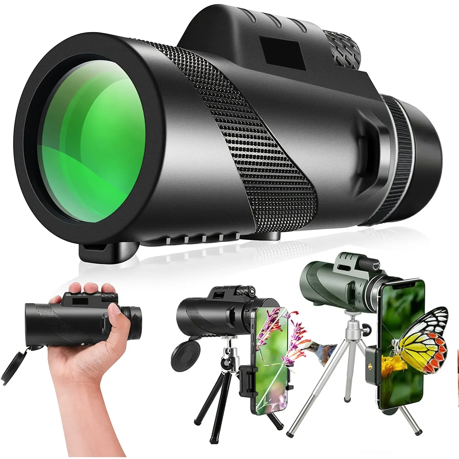 High-power 500x60Portable Binoculars with Tripod and Phone Adapter, Zoom Capability, FMC Green-coated Objective Lenses - Powerful Performance, Wide Field of View, Ideal Gift for Birdwatching, Hiking, Camping, and Travel