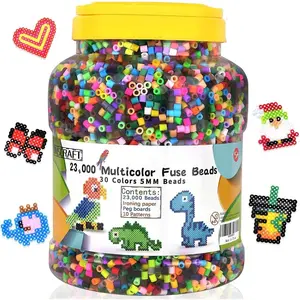 23000 pcs Fuse Beads Kit for Kids Crafts, 30 Colors Iron Beads Set with 3 Pegboards, 5 Ironing Paper, 10 Patterns, Gifts for Birthday Christmas, Multicolor 5mm Melty Beads Bulk Refill Kit