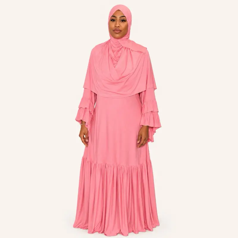 Women's Rafa 3-Piece Modest Abaya Set, Including Matching Khimar & Niqab, Lightweight Flowy Muslim Dress