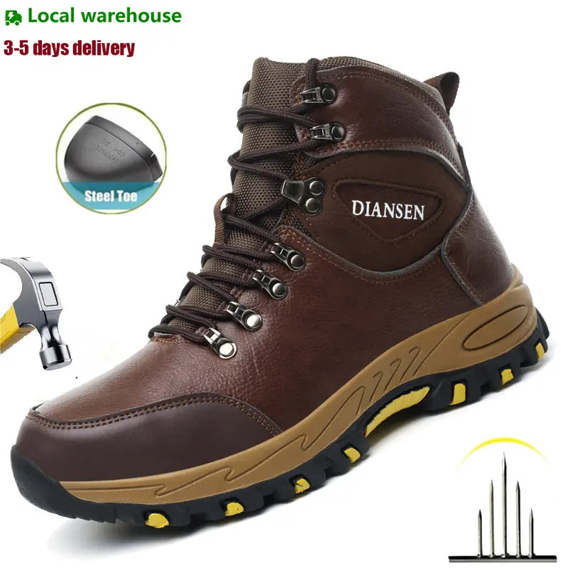 Steel Toe Boots for Men Indestructible Steel Toe Shoes Breathable High Top Work Boots for Men Lightweight Safety Shoes Non Slip Work Shoes Industry Construction Safety Boots Fathersdaygift