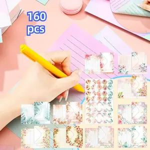 160 Packs Stationery Paper Set (50 Double Sided Stationery Writing Papers 50 Matching Envelopes) 60 Round Dot Sticker, 10 Design(Watercolor,5.5 x 8.25 Inch) party supplies,Automotive & Motorcycle