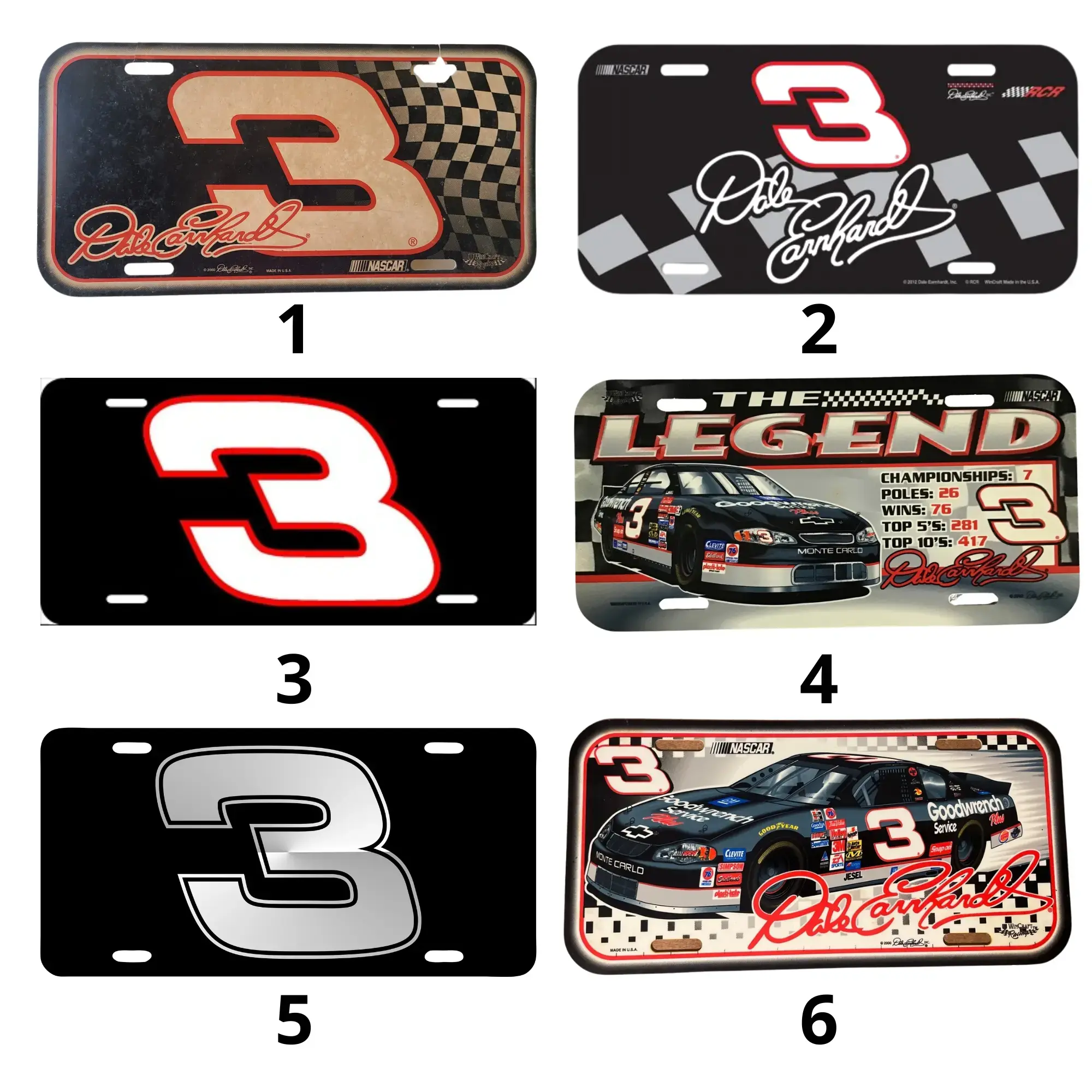 Dale Earnhardt Signature Iconic #3 Look Goodwrench NASCAR 2D Flat License Plate, Automotive Car Exterior Accessory, Vehicle Decor Gift