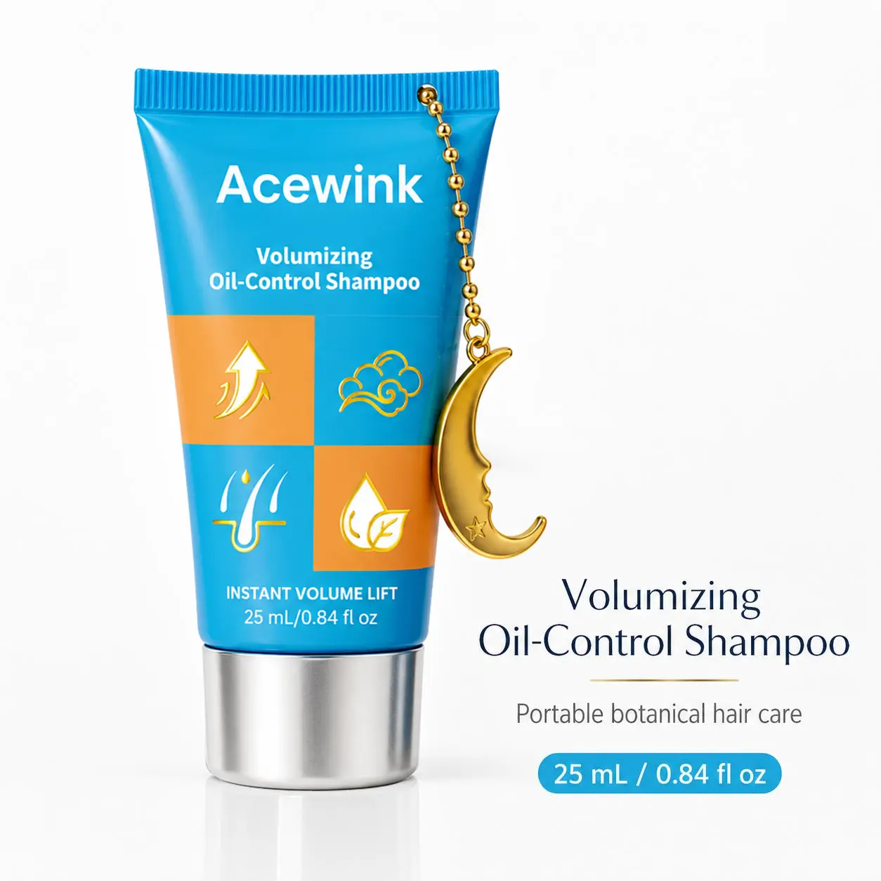 Acewink Volumizing Oil-Control Shampoo - Plant-Based Botanical Cleansing Haircare for Adults with Oily/Flat/Normal Hair, Lightweight Bouncy & Voluminous Hair Product, 25 mL