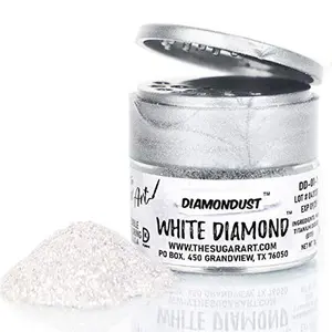 White Diamond Edible Glitter for Drinks, Cocktails, Cake Decorating, Strawberries, Chocolates & More | No Taste | 4g | 100% Food-Safe | Kosher, Vegan, Gluten & Nut Free | DiamonDust by The Sugar Art