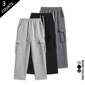 3-Pack Multi-Pocket Cargo Sweatpants — Drapey Loose Straight-Leg Pants, Versatile Workwear for Daily Wear, Commuting, and Sports fathersdaygift