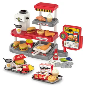 Pretend Play Fast Food Toy with Cash Register, Simulated Fast Food Toy, Pretend Play Toy for Boys & Girls, Birthday Gift