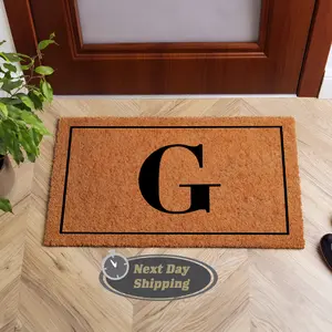 Personalized Initial Doormat, Custom Letter Welcome Mat, Monogram Door Mat for Entryway, Family Name Home Decor, Custom Gift Idea, Front Porch Coir Mat, Housewarming Present, Durable Non Slip Doormat, Next Day Shipping Available