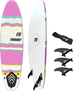6’ FUNBOARD Surfboard Softboard Foam - Include (3) Fins 6’ Foot Leash and (2) Wood Stringers - Kids and Adults Beginner Intermediate EasyGo Products