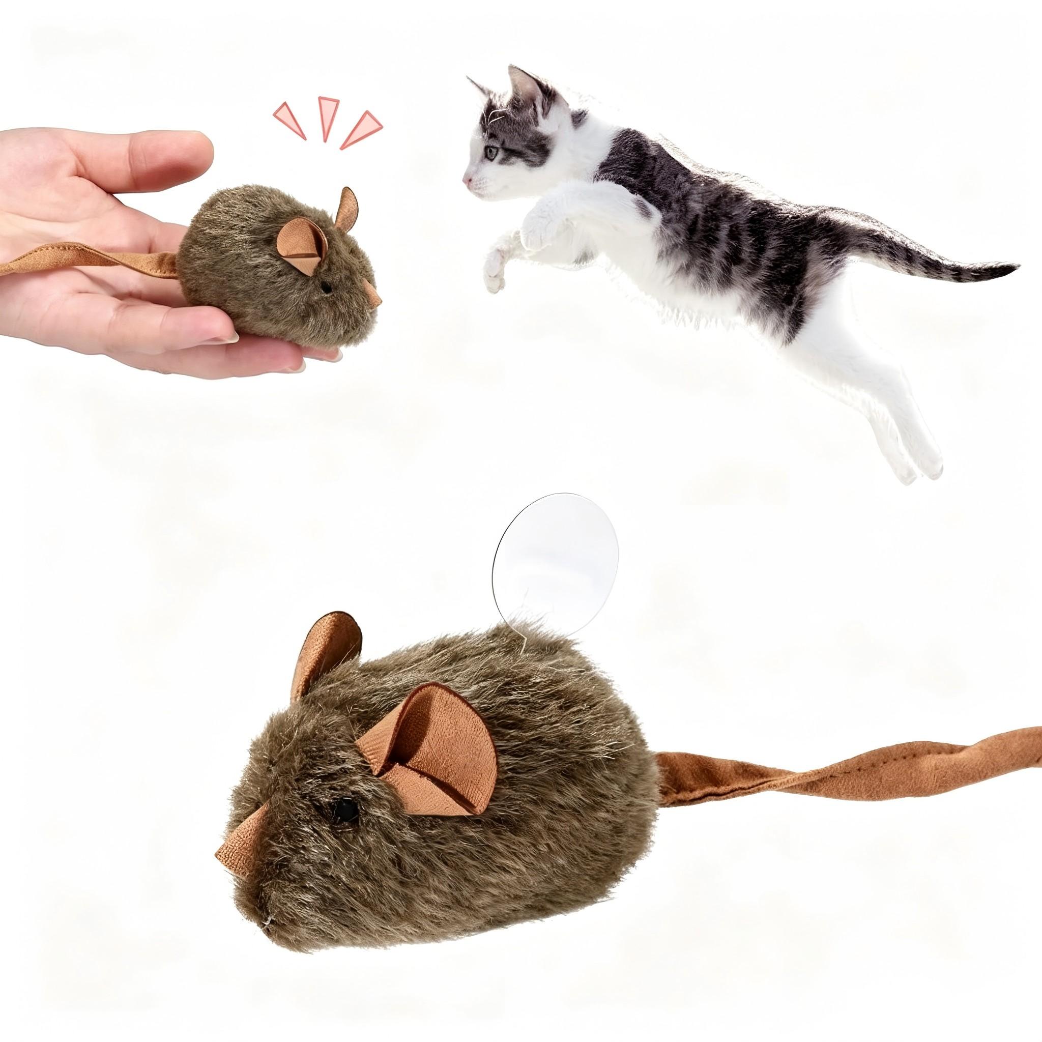 2 PCS Cat Simulator - Intelligent Mouse Sound-Activated Talking Fur Toy Mouse for Self-Entertainment and Relaxation - Cross-border Pet Toy