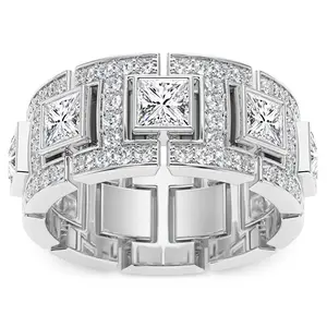 4Ct Men's Princess Cut Diamond 10MM Wide Ring Wedding Band Lab Grown 4Ct Men's Princess Cut Diamond 10MM Wide Ring Wedding Band Lab Grown
