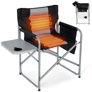 SLSY Heated Director Chair Camping Chairs for Adults with Side Table, Folding Portable Lawn Chairs or Outdoor Camping, Travel, Picnic, Support 5500lbs【Batteries not included】