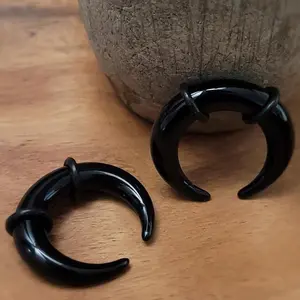 Pair Black Acrylic Pinchers Ear Plugs Tunnels Tapers Horseshoes Gauges Crescents Septum Stretching 9/16" 1/2" 00g 0g 2g 4g 6g 8g 10g 12g 14g