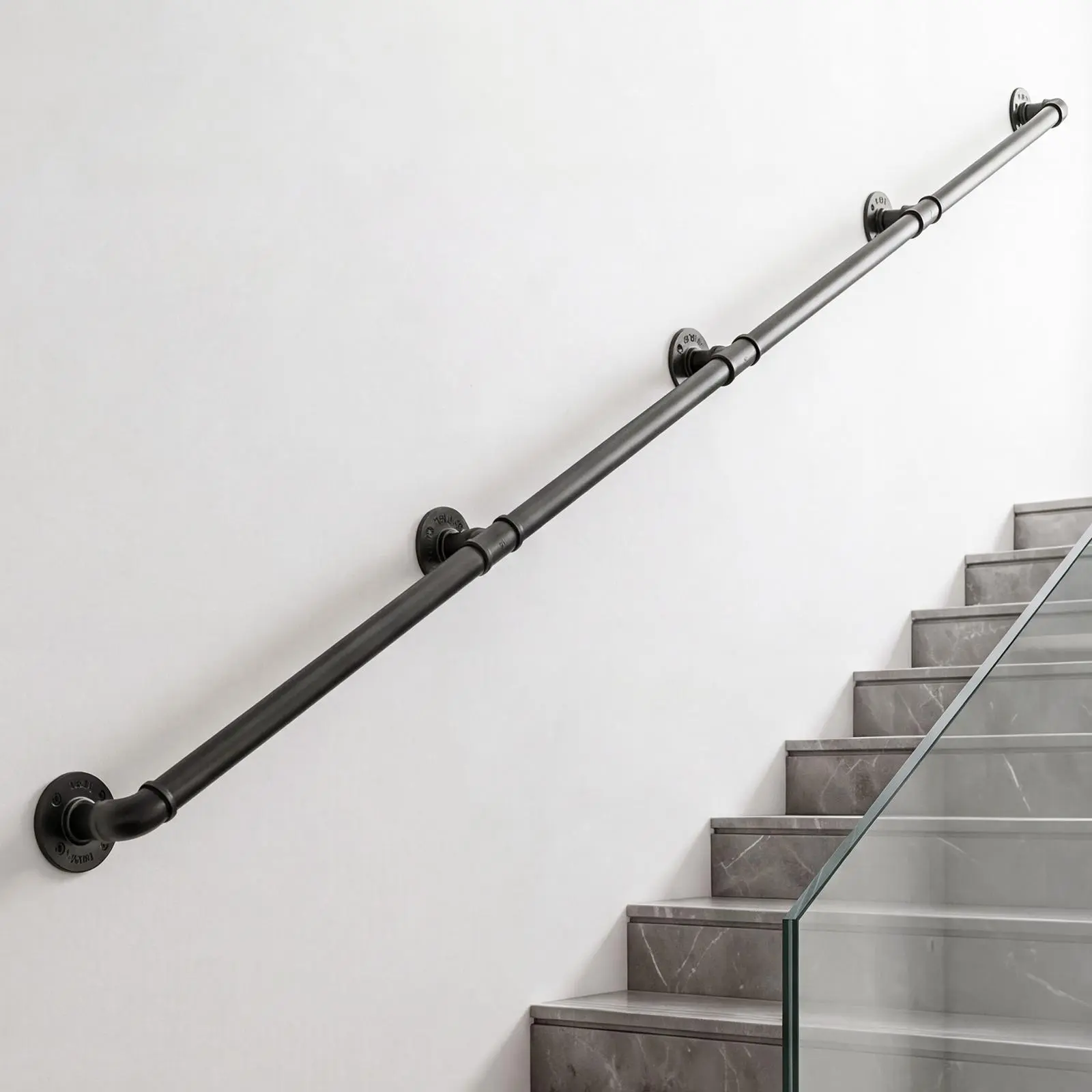 #Gift VEVOR Wall-Mounted Stair Handrail,12 ft 440 lbs Load Black Metal Railing,for Indoor Steps,Loft,Porch & Hallways,Heavy-Duty Industrial Carbon Steel Hand Rail,Round Tube,with Mounting Hardware#BFCM