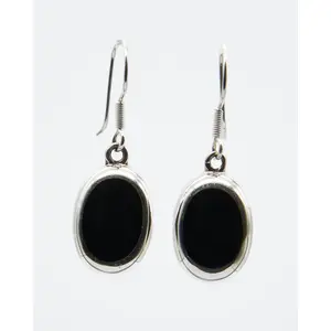 Oval Silver Earrings with Enamel