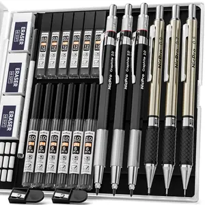 Nicpro 6Pack Art Mechanical Pencil Set, 3Pack Metal Drafting Pencil 0.5 mm & 0.7 mm & 0.9 mm & 3Pack 2mm Graphite Lead Holder (2B HB 2H) For Writing, Sketching Drawing With Lead Refills Case