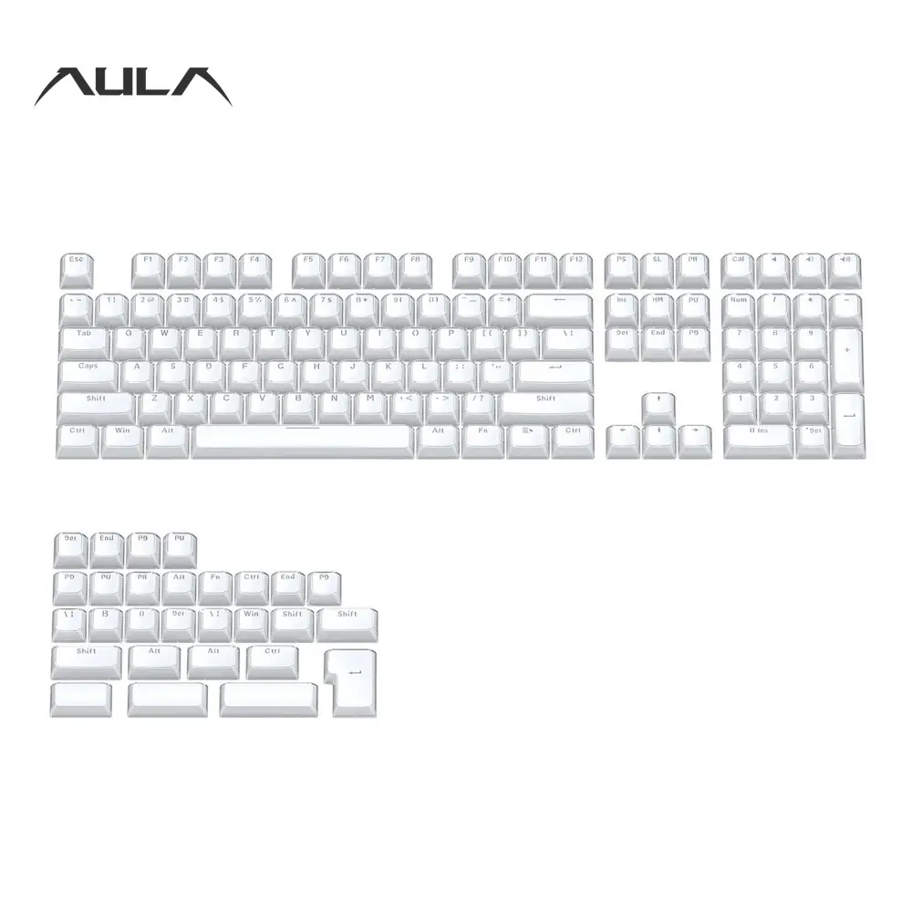 Aula Ice Crystal Jelly Keyboard Keycaps, Acrylic Material, Side Character, Translucent, Ergonomic Height, High-Value Set, Fits 61/68/75/84/87/96/98/100/104/108 Layouts, Side Printed Keycaps