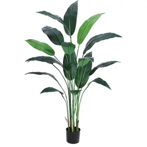 2PCS 7FT Artificial Bird of Paradise Artificial Plants, 17 Decorative Leaves Each, Waterproof Plastic Fake Palm Trees with Silk Fabric Rubber Nature Pot for Tropical Indoor Furniture, Outdoor Nursery Decor