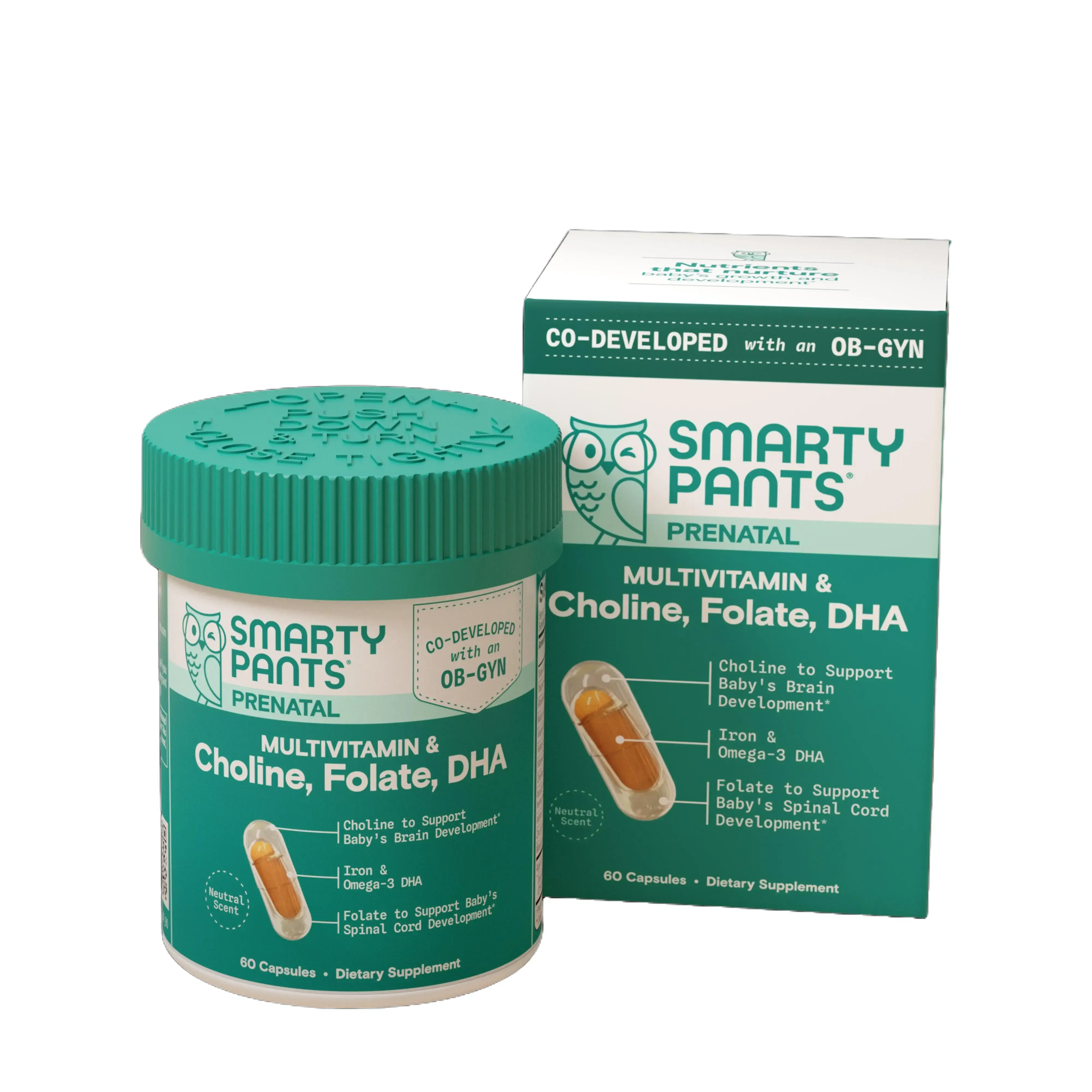 SmartyPants Prenatal Plus Multivitamin Capsules, 60 Count