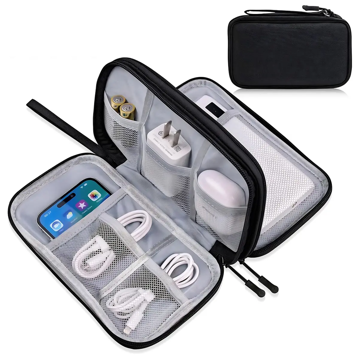 BMTWE Electronic Accessories Storage Bag  Travel Cable Organizer Bag Portable Waterproof Double Layers Multifunctional Travel Organizer for Cable Charger Cable Power Bank