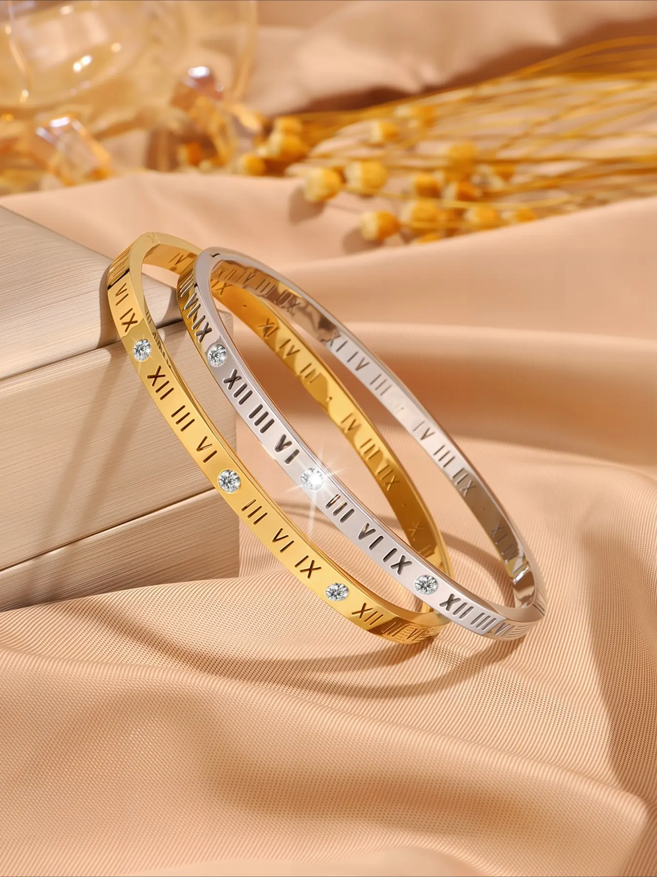 Luxurious Elegant Stainless Steel Roman Numeral Bracelets, Perfect for Daily Commute, Ideal Gift for Yourself or Friends, Bracelet Set