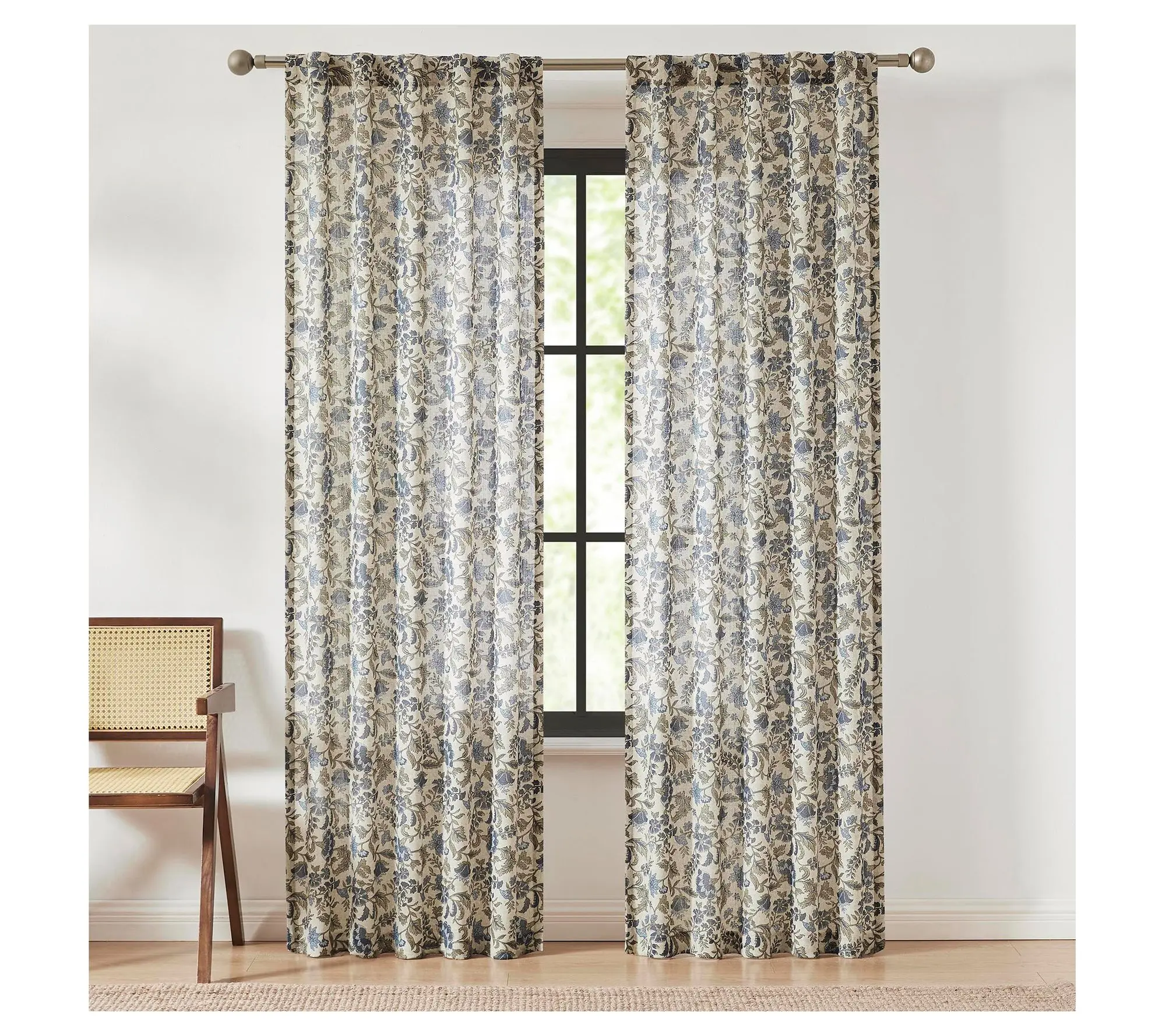 Lush Decor Lillian Block Linen Textured Window Curtain Pair