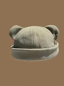 Unisex Chenille Cat Ear Baseball Hat, Adjustable Sun Protection Casual Hat, Spring Autumn Travel Beach Vacation Hat