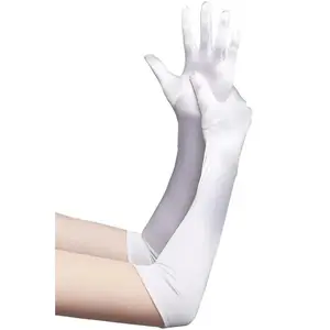 White Extra Long Satin Gloves