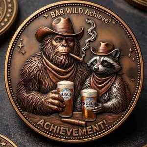 Bigfoot Legacy Commemorative Coin, Raccoon Vintage Animal Collectible Medal, Funky Western Collectibles Coin, Souvenirs Gift for Dad, Hunters