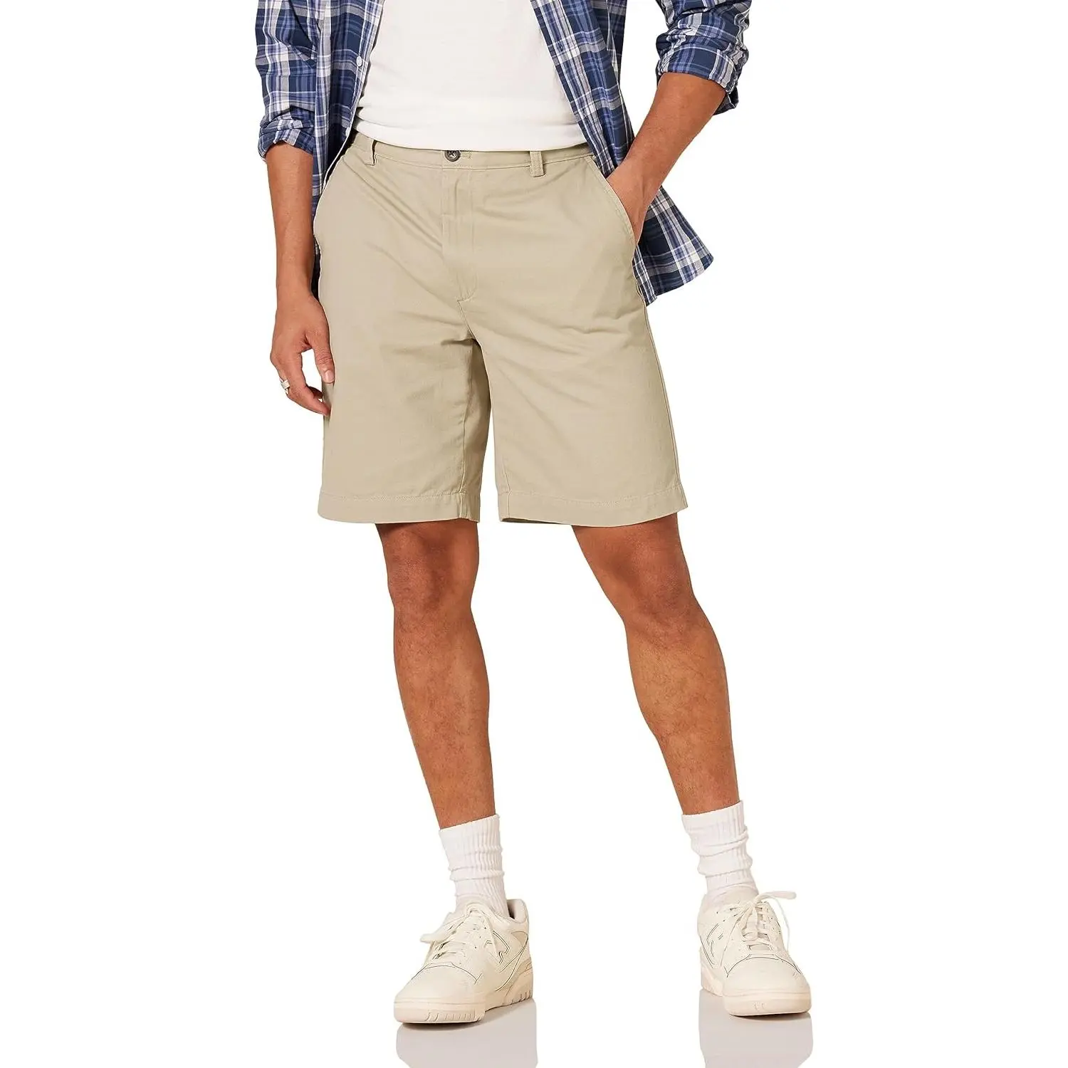 2025 Men's Classic-Fit 9" Cotton Chino Shorts, Soft Breathable Casual Menswear Garment, Pocket, Straight, Fabric, Cotton Twill, Durable Hand, Roomy Fit, Warm Weather