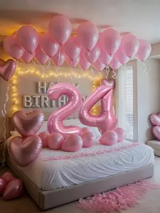 Pink & Silver Birthday Balloon Garland Set, 40" Foil Number Balloons, Pink Rose Petals, Ideal for Any Age Party, Popular for 16th, 18th, 21st, 25th, 30th, 35th, 45th Celebrations
