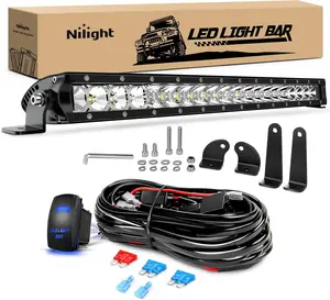 Nilight LED Light Bar 21inch 100W Spot Flood Combo Super Slim 9000LM Off Road 3D LED Driving Off Road Lights with Wiring Harness Kit-1 Lead for Trucks Pickup SUV ATV UTV Boat 4x4 Van Camper utv atv dealsforyoudays