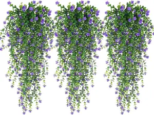 3/4 pcs Faux Hanging Plants Large Faux Artificial Hanging Plants Outdoors Fake Hanging Plant UV Resistant Plastic Plants  for Wall House Indoor Outdoor Room Fashion Accessories