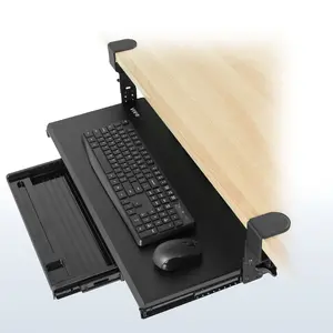 Clamp-on Height Adjustable Keyboard Tray with Pencil Drawer