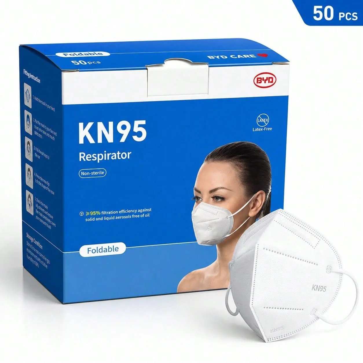 Authentic 50PCS KN95 Face Masks Foldable Breathable Dust Pollen Protection For Outdoor Indoor Daily Use Protection Comfortable Fit Personal Protective Masks For Men Women Adult Suitable For Travel Work Shopping Hiking Running And All Daily Activities