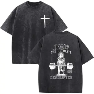 Mens Oversized Christian Shirts Jesus Faith Shirt Funny Gym Graphic Tees God Religious Bible Verse Acid Wash Tshirts