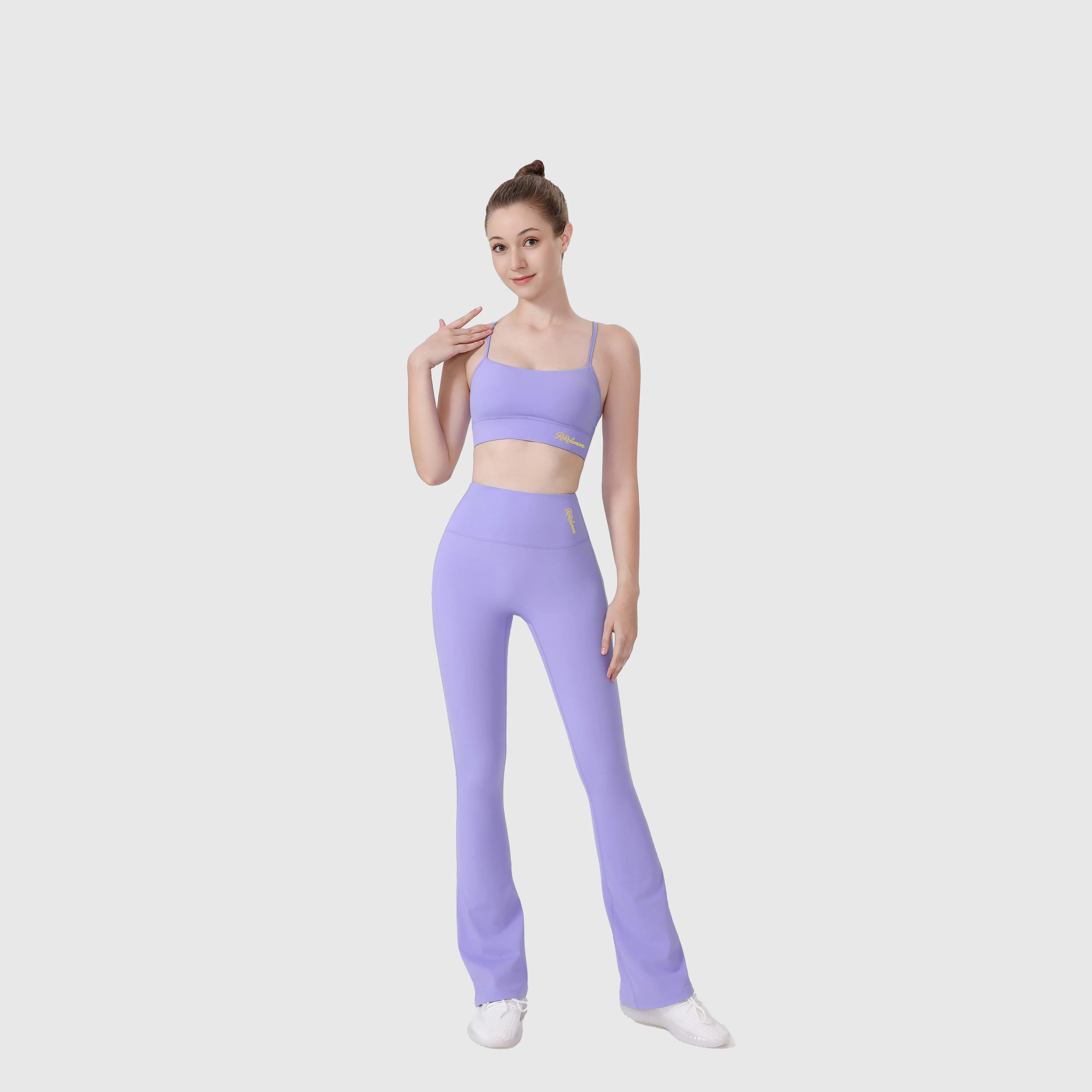 ROROLEMON Women's Y-Back Cami Top & High Waist Flare Leggings 2-Piece Athletic Set ROROLEMON Women's Y-Back Cami Top & High Waist Flare Leggings 2-Piece Athletic Set