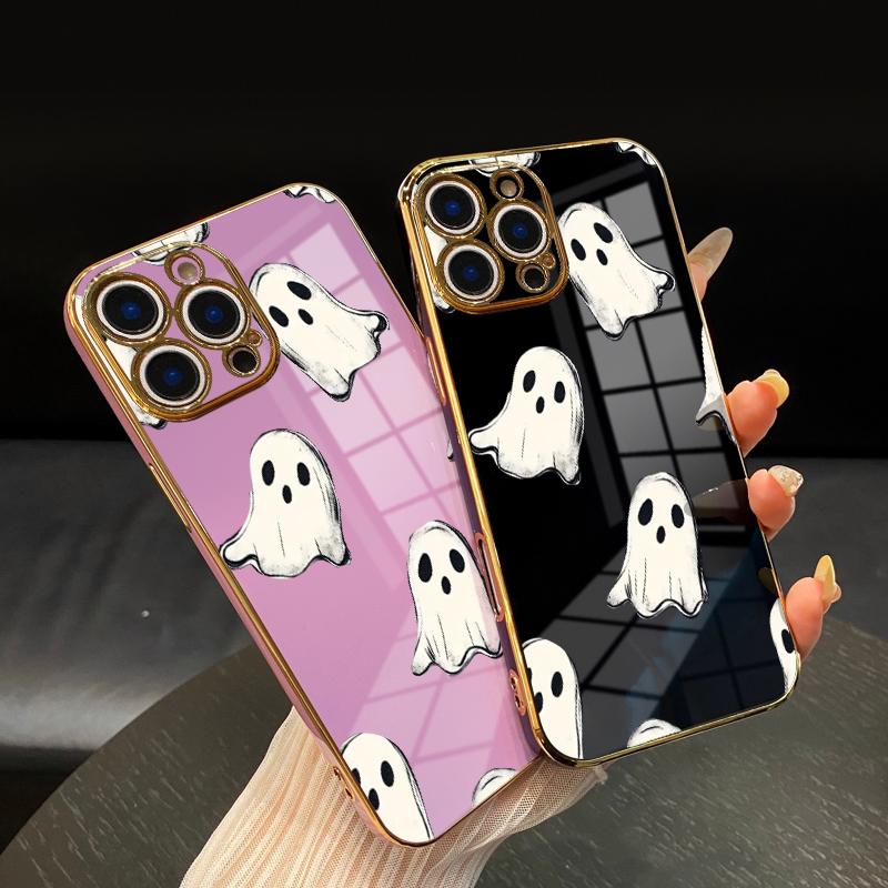 Ghostly Pattern Phone Case for iPhone 16 15 14 Pro Max 13 12 11 XR XS Plus Electroplated Four-corner Shockproof Non Slip Military-Grade Protection Silicone Cover Ghostly Pattern Phone Case for iPhone 16 15 14 Pro Max 13 12 11 XR XS Plus Electroplated Four-corner Shockproof Non Slip Military-Grade Protection Silicone Cover